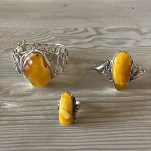 Baltic Amber Sterling Silver bracelets and ring